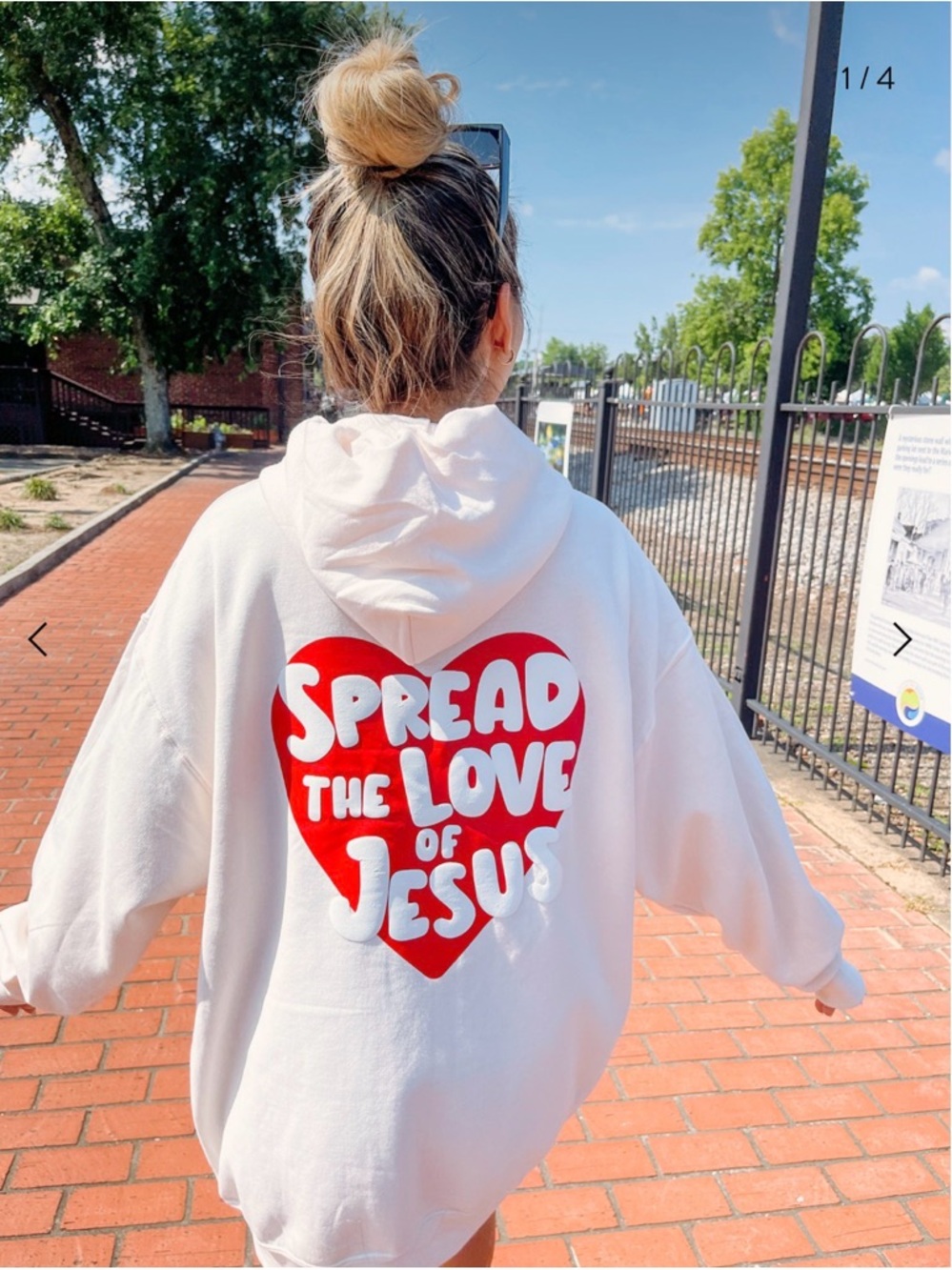 Child Of God Co. cream hoodie with heart 'Spread the Love of Jesus'